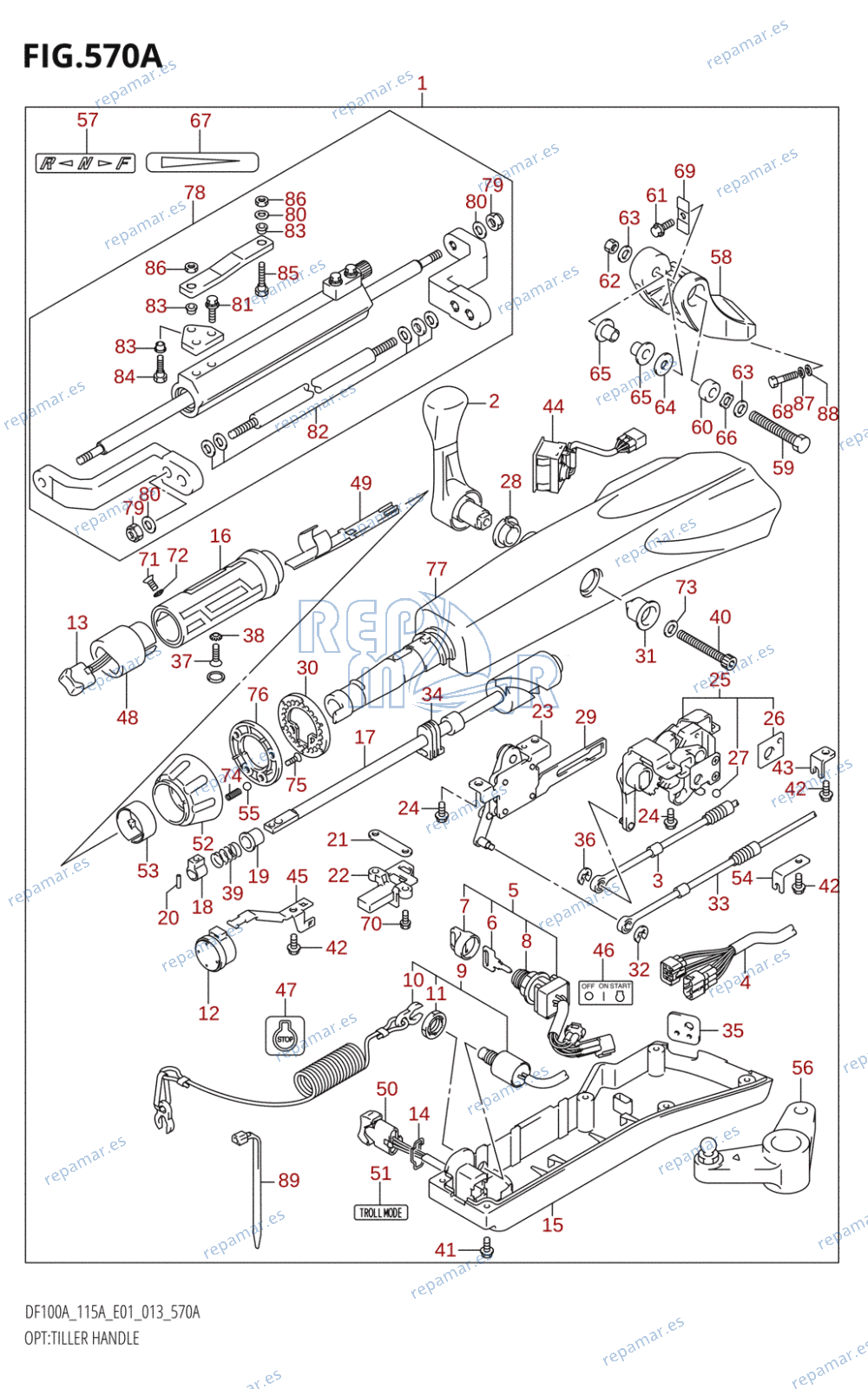 570A - OPT:TILLER HANDLE