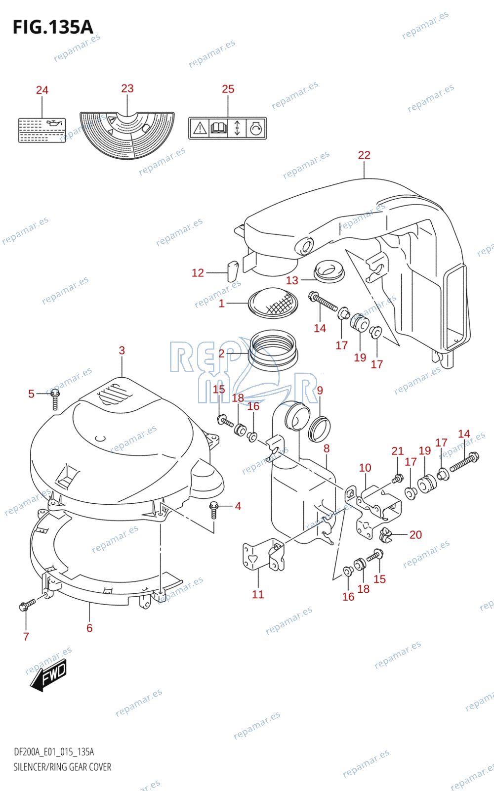 135A - SILENCER /​ RING GEAR COVER (DF200AT:E01)