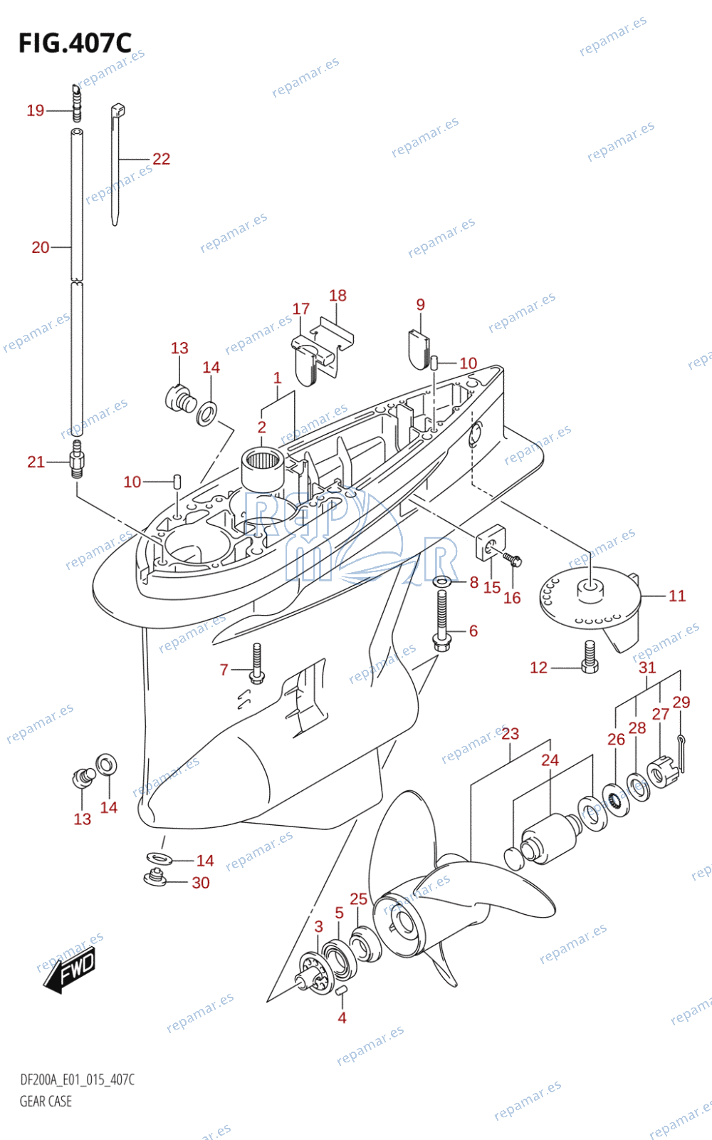 407C - GEAR CASE (DF200AZ:E01)