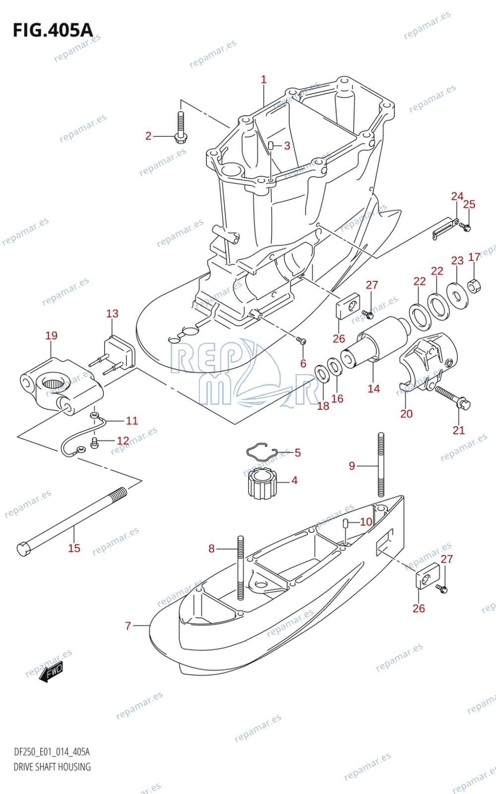 405A - DRIVE SHAFT HOUSING (DF200T:E01:(X-TRANSOM,XX-TRANSOM))