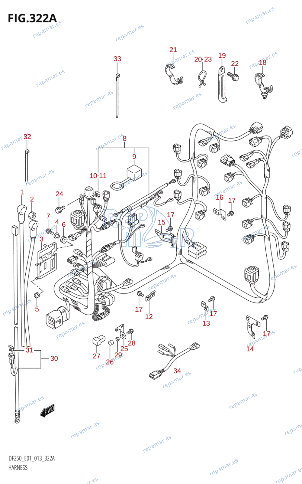 322A - HARNESS (DF200T:E01)