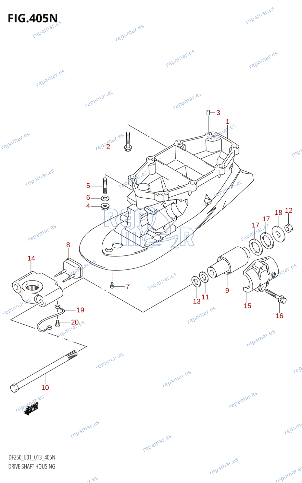 405N - DRIVE SHAFT HOUSING (DF200T:E01:L-TRANSOM)