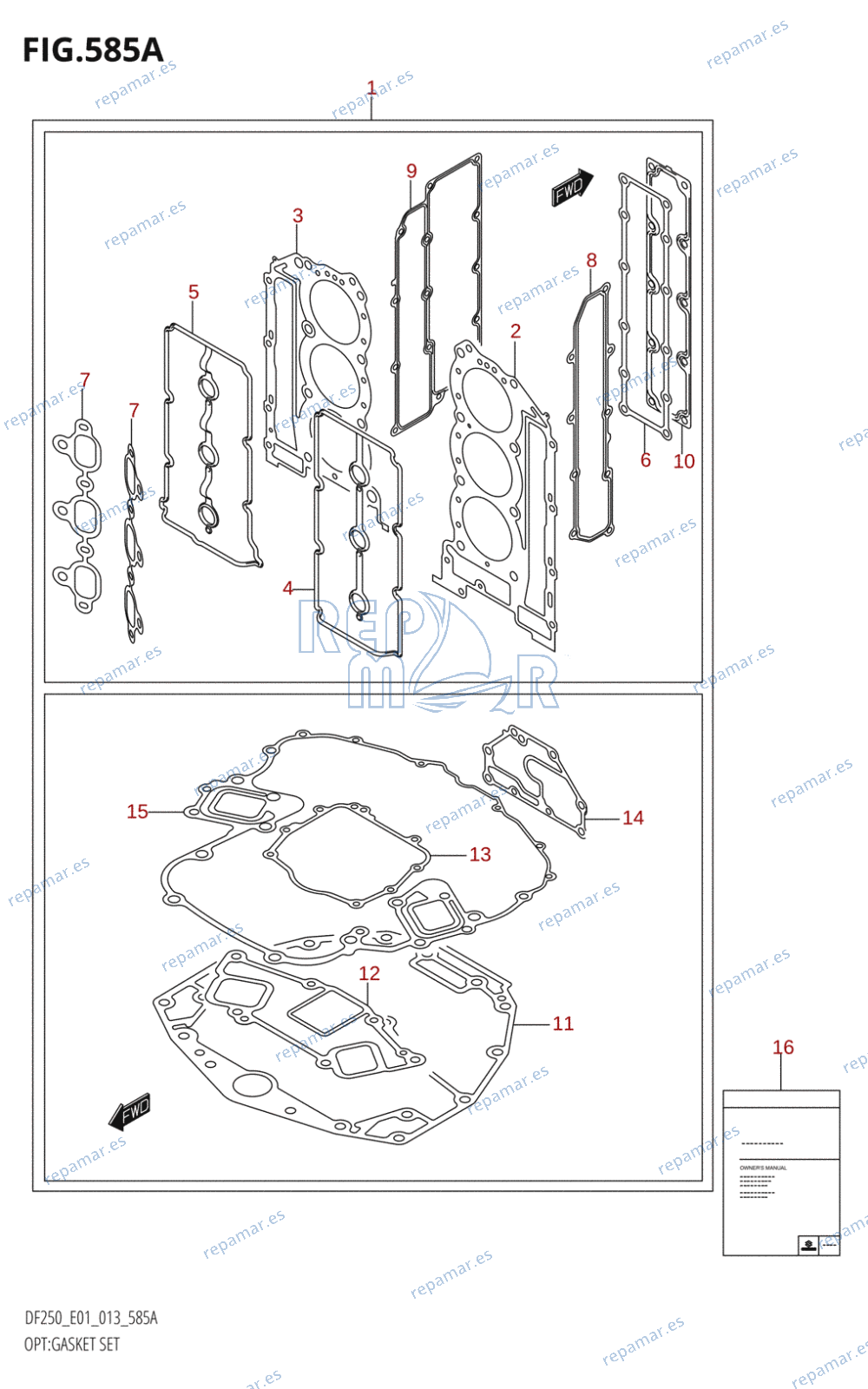 585A - OPT:GASKET SET (DF200T:E01)