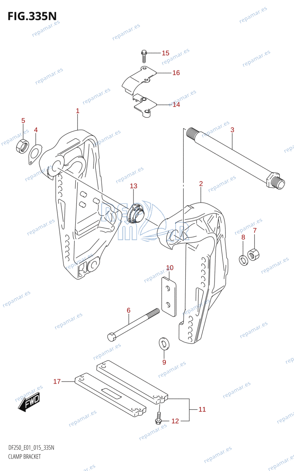 335N - CLAMP BRACKET (DF200T:E01:L-TRANSOM)