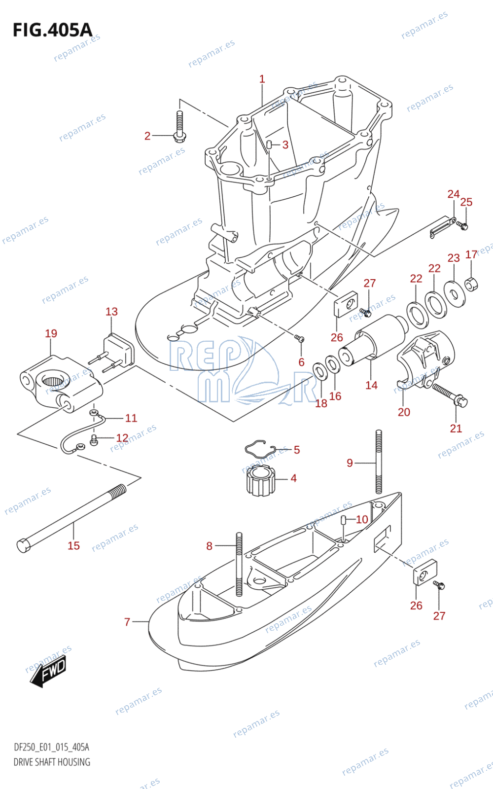 405A - DRIVE SHAFT HOUSING (DF200T:E01:(X-TRANSOM,XX-TRANSOM))