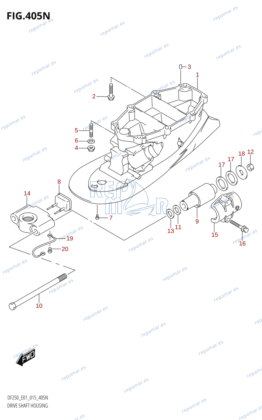 405N - DRIVE SHAFT HOUSING (DF200T:E01:L-TRANSOM)