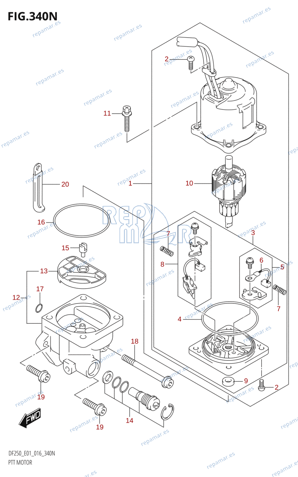 340N - PTT MOTOR (DF200T:E01:L-TRANSOM)