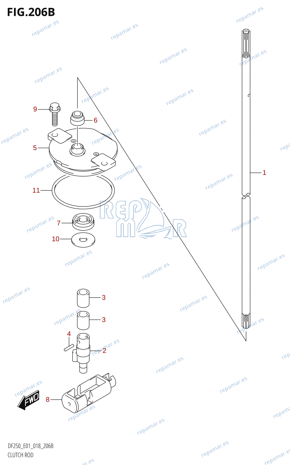 206B - CLUTCH ROD (DF200Z:E01)