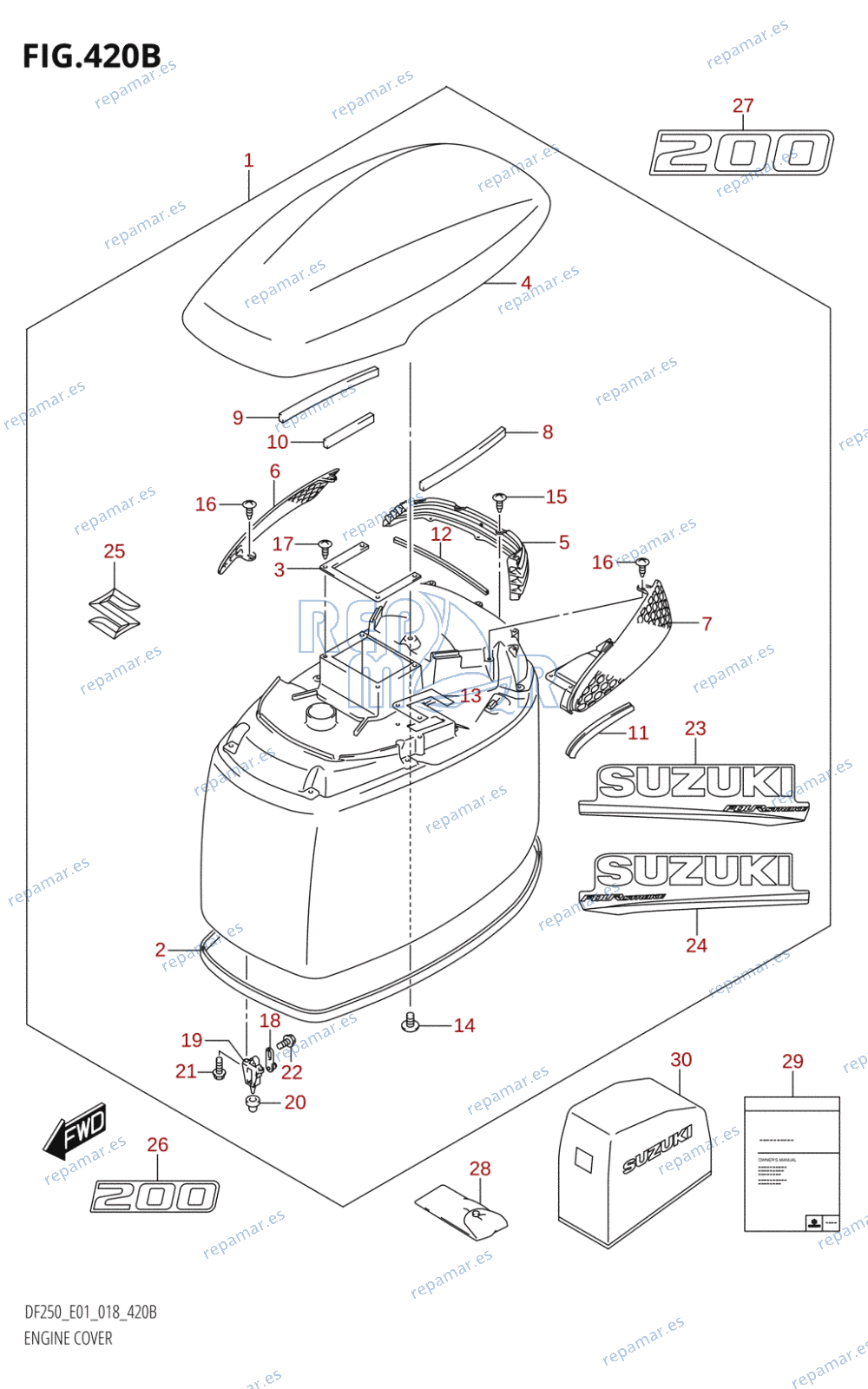 420B - ENGINE COVER (DF200T,DF200Z)