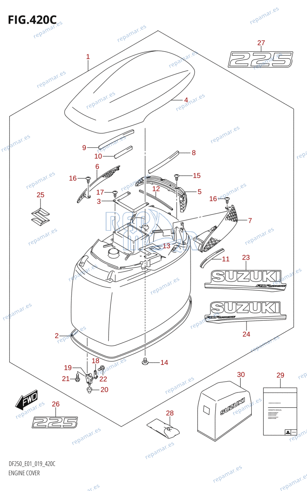 420C - ENGINE COVER (DF225T:E01,DF225Z:E01)