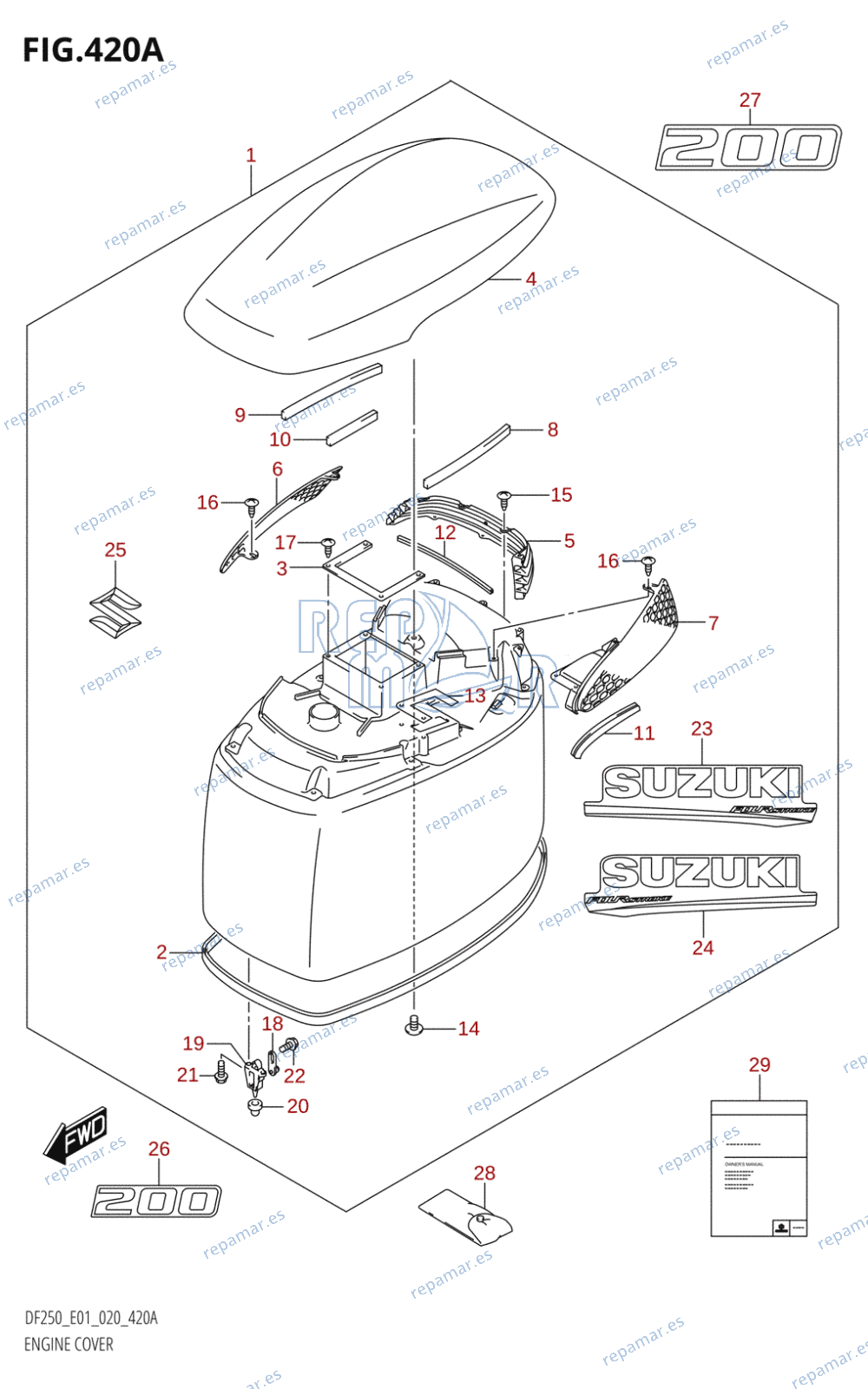 420A - ENGINE COVER (DF200T:E01,DF200Z:E01)