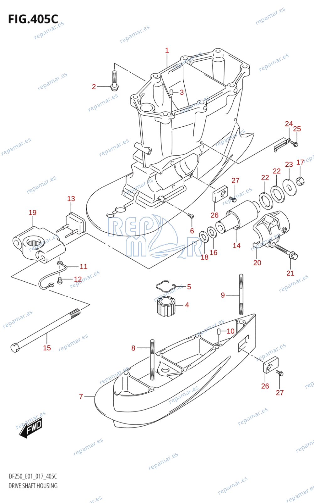 405C - DRIVE SHAFT HOUSING (DF200T:E01:(X-TRANSOM,XX-TRANSOM))