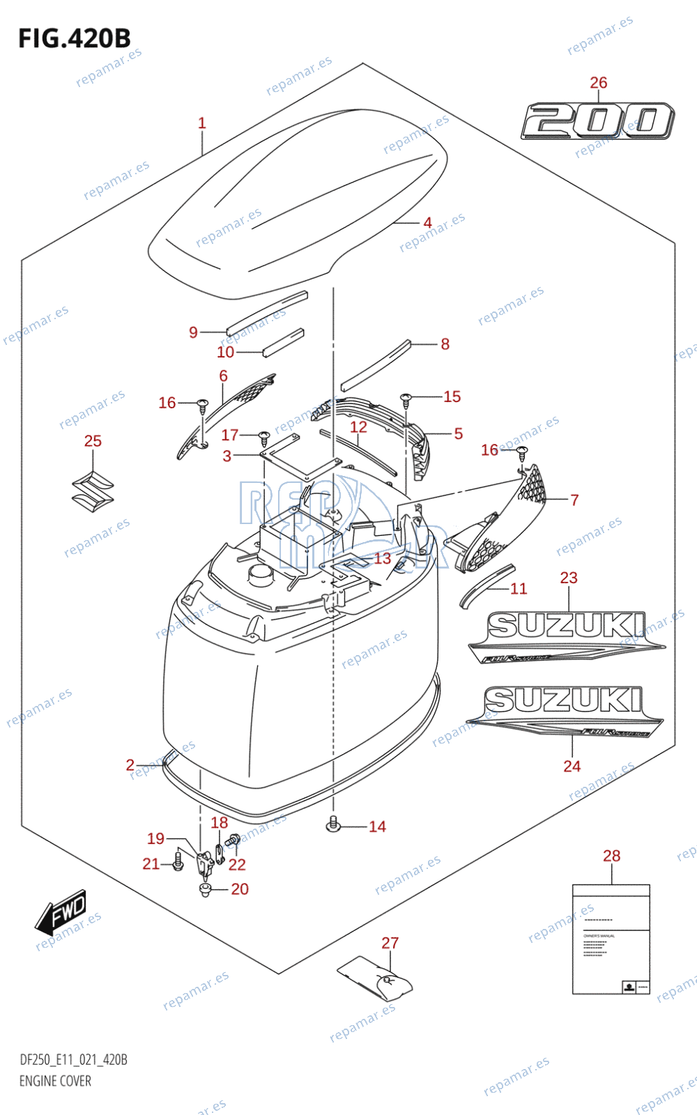 420B - ENGINE COVER ((DF200T,DF200Z):021)