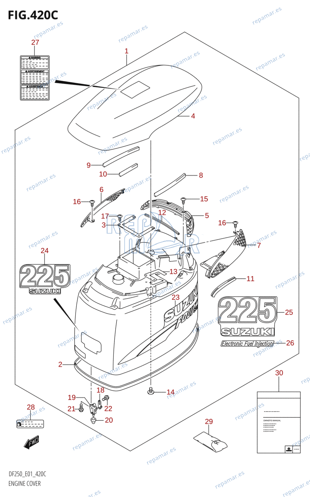 420C - ENGINE COVER ((DF225T,DF225Z):(K4,K5,K6,K7,K8,K9))