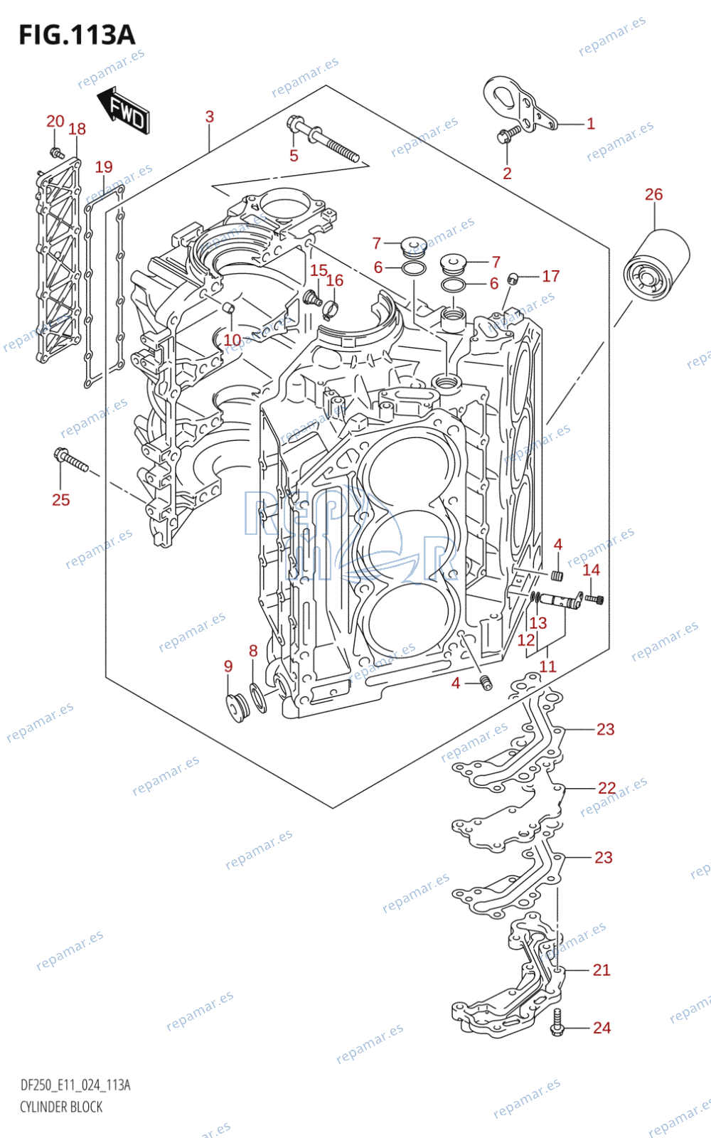 113A - CYLINDER BLOCK (DF200T,DF200Z,DF225T,DF225Z,DF250T,DF250Z)