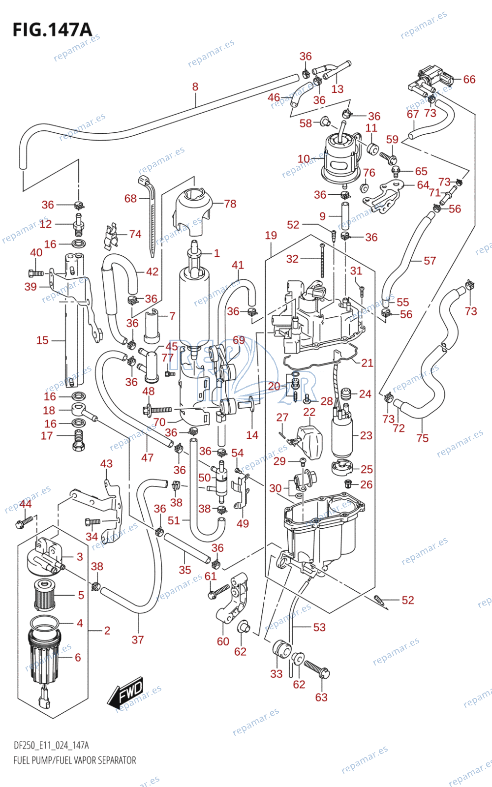 147A - FUEL PUMP /​ FUEL VAPOR SEPARATOR (DF200T,DF200Z,DF225T,DF225Z,DF250T,DF250Z)