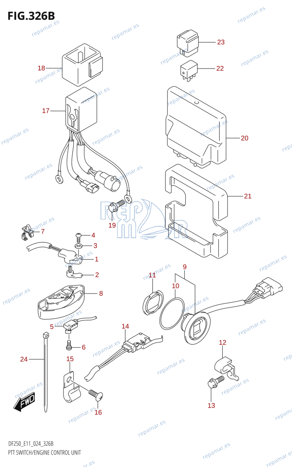 326B - PTT SWITCH /​ ENGINE CONTROL UNIT (DF200T,DF200Z,DF225T,DF225Z,DF250T,DF250Z)