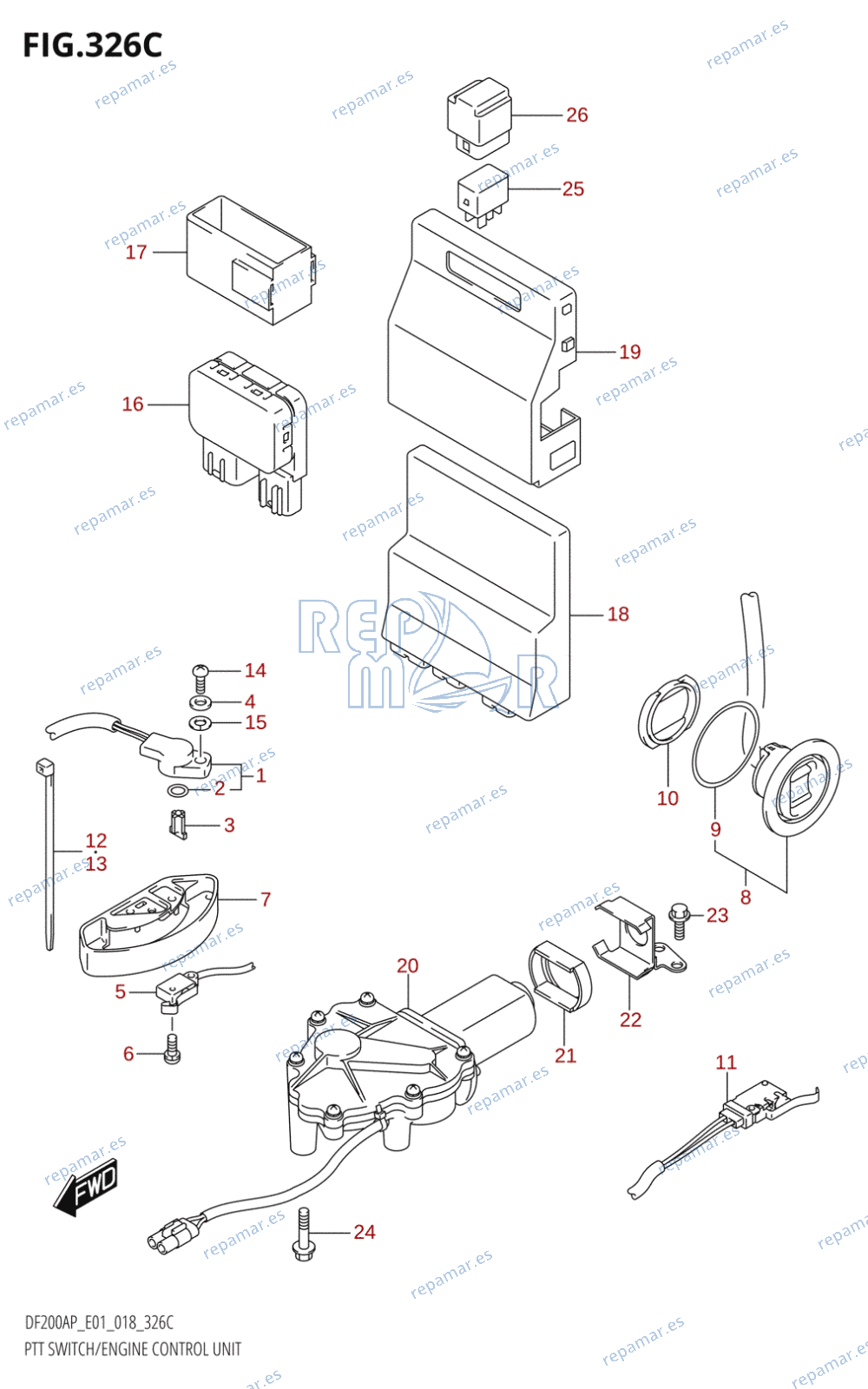 326C - PTT SWITCH /​ ENGINE CONTROL UNIT (DF200AP)