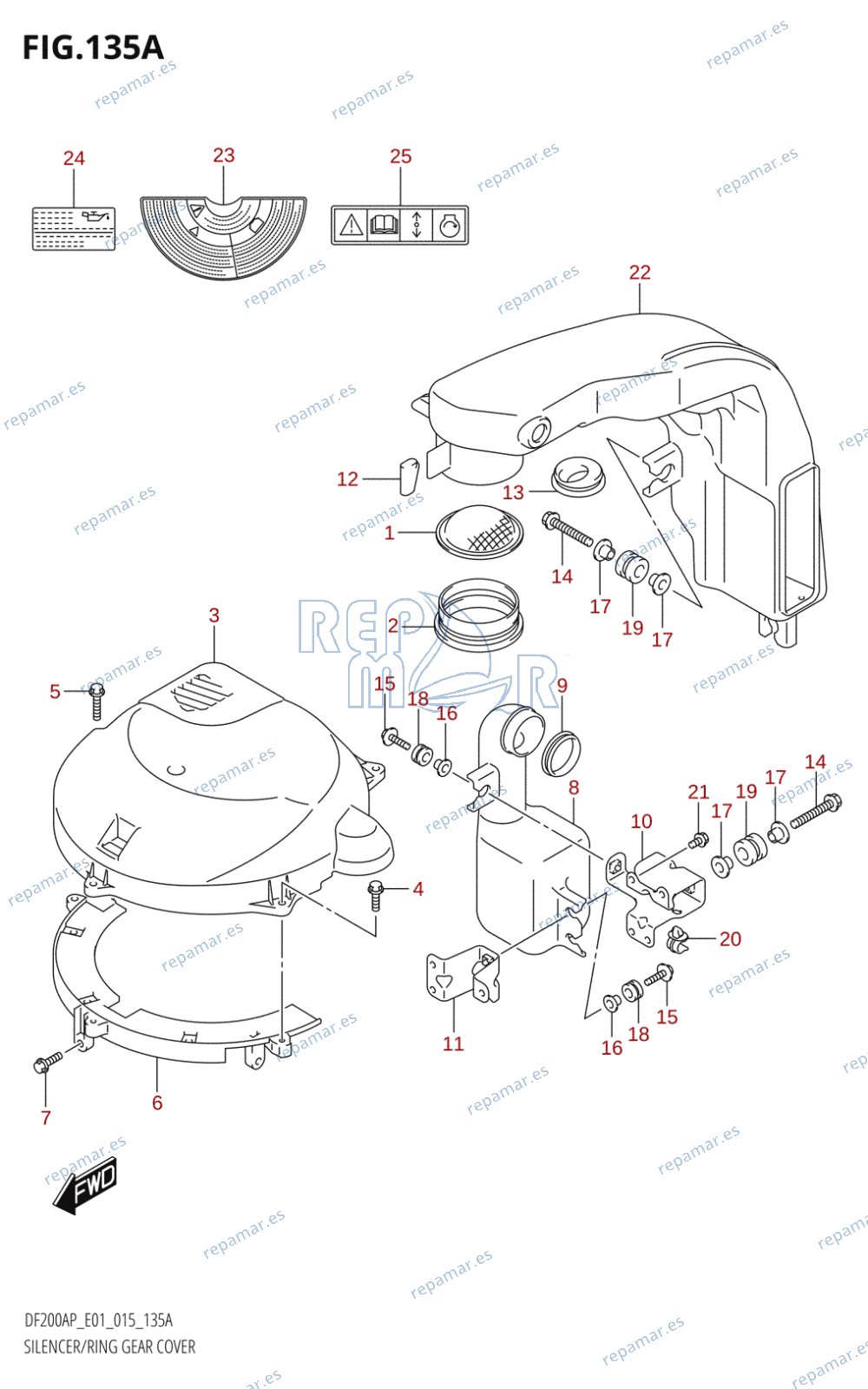 135A - SILENCER /​ RING GEAR COVER (DF200AP:E01)