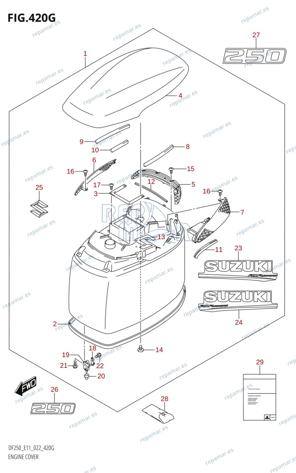 420G - ENGINE COVER ((DF250T,DF250Z):020)