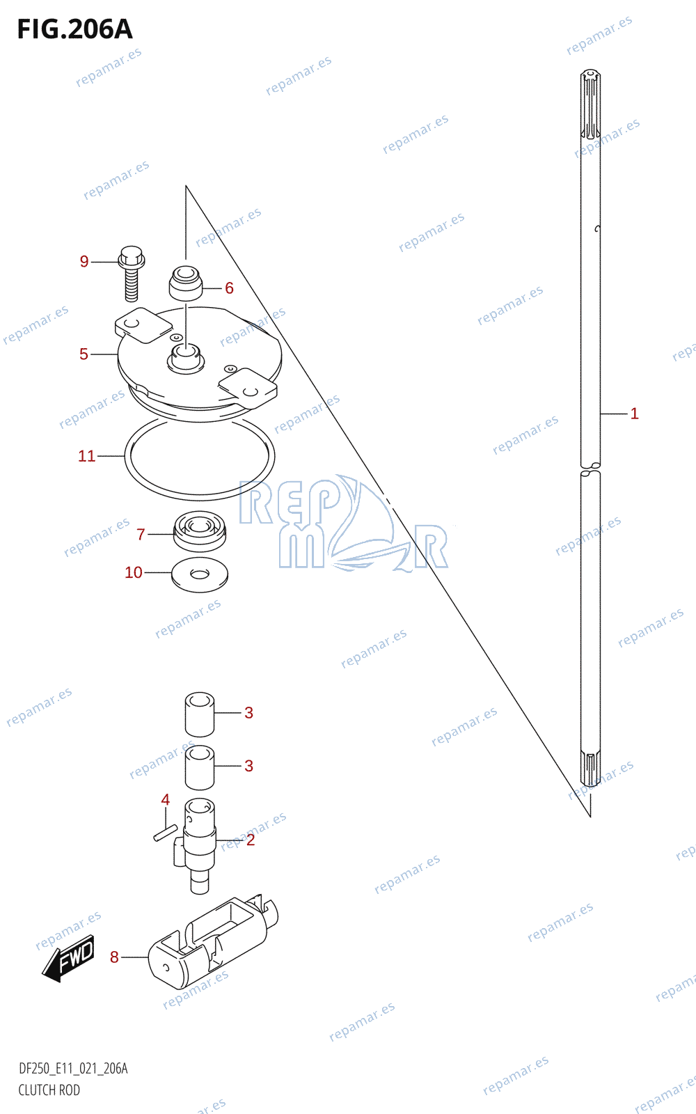 206A - CLUTCH ROD (DF200T,DF200Z,DF225T,DF225Z,DF250T,DF250Z)