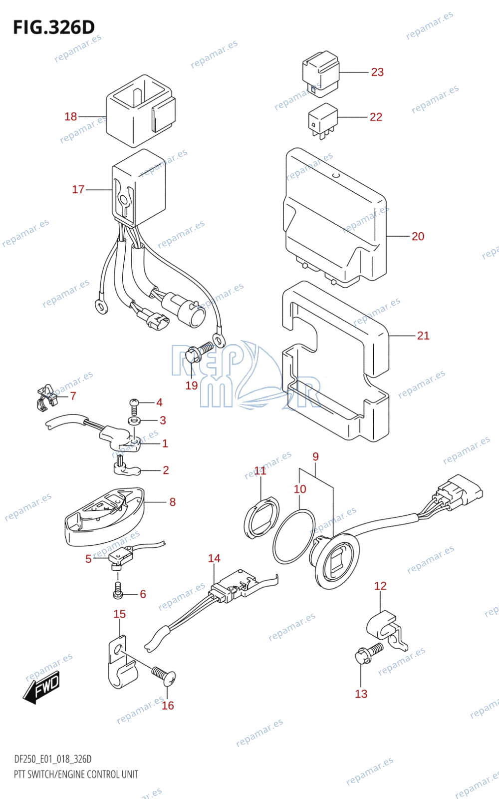 326D - PTT SWITCH /​ ENGINE CONTROL UNIT (DF225T,DF225Z,DF250T,DF250Z)