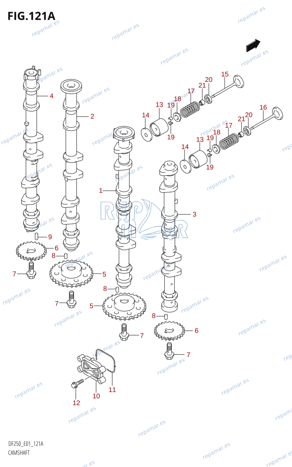 121A - CAMSHAFT (DF200T,DF200WT,DF200Z,DF200WZ,DF225T,DF225WT,DF225Z,DF225WZ)