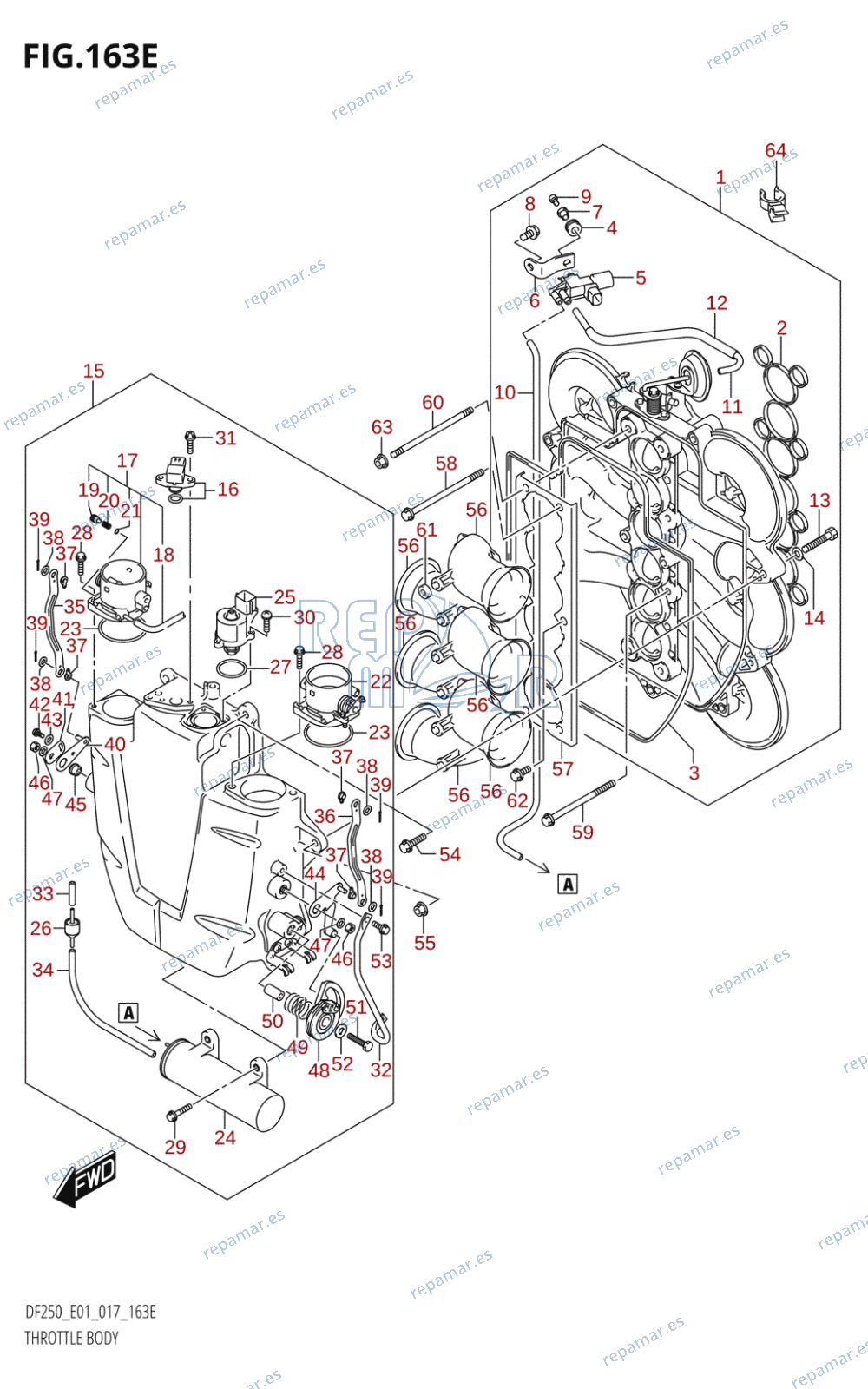 163E - THROTTLE BODY (DF225T:E01)