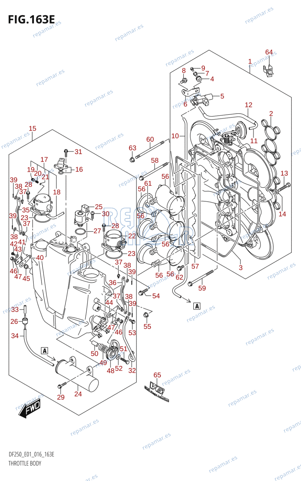 163E - THROTTLE BODY (DF225T:E01)