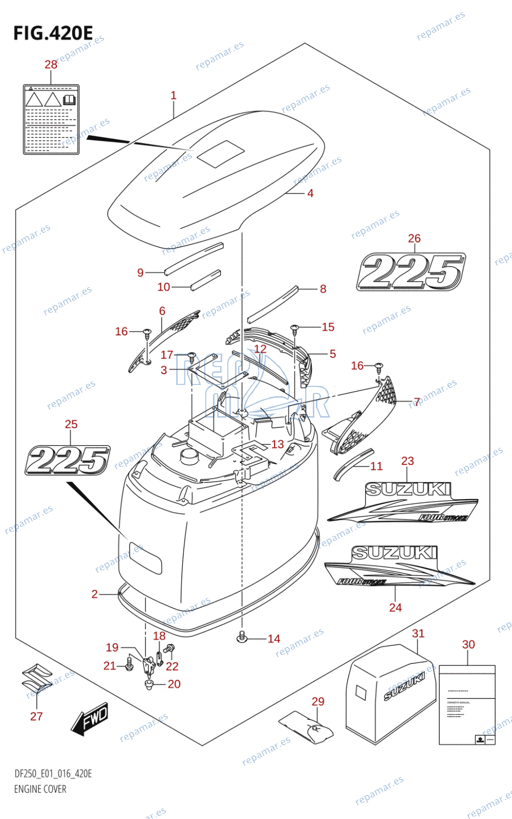 420E - ENGINE COVER (DF225T:E01,DF225Z:E01)