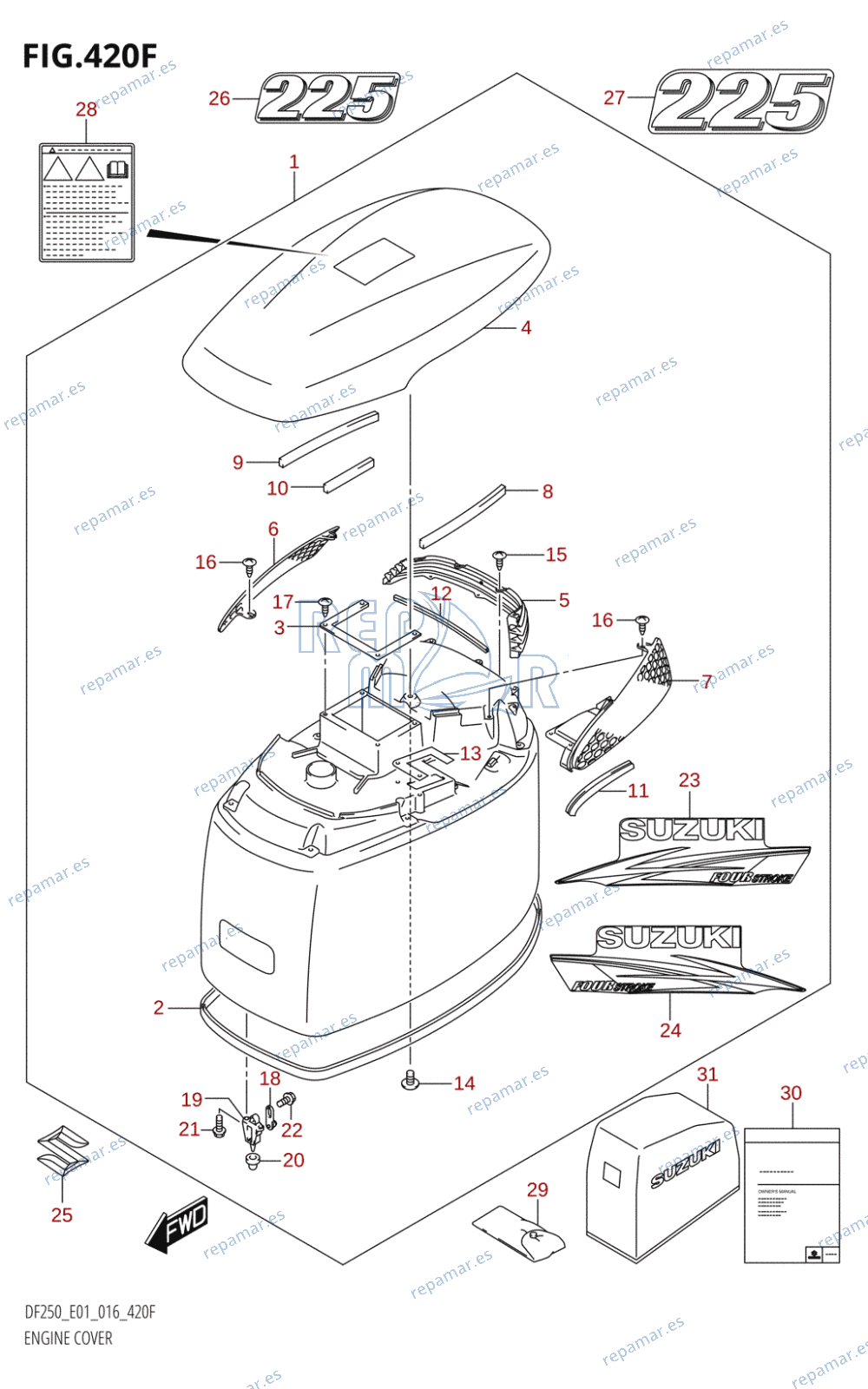 420F - ENGINE COVER (DF225T:E01,DF225Z:E01)