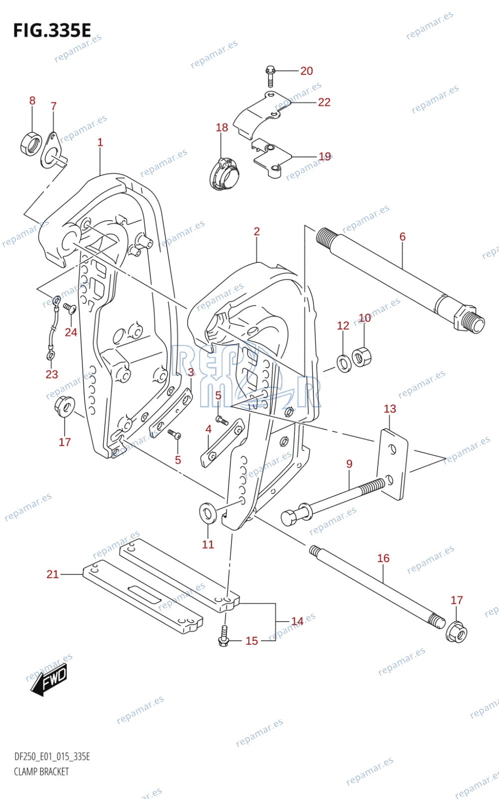 335E - CLAMP BRACKET (DF225T:E01:(X-TRANSOM,XX-TRANSOM))