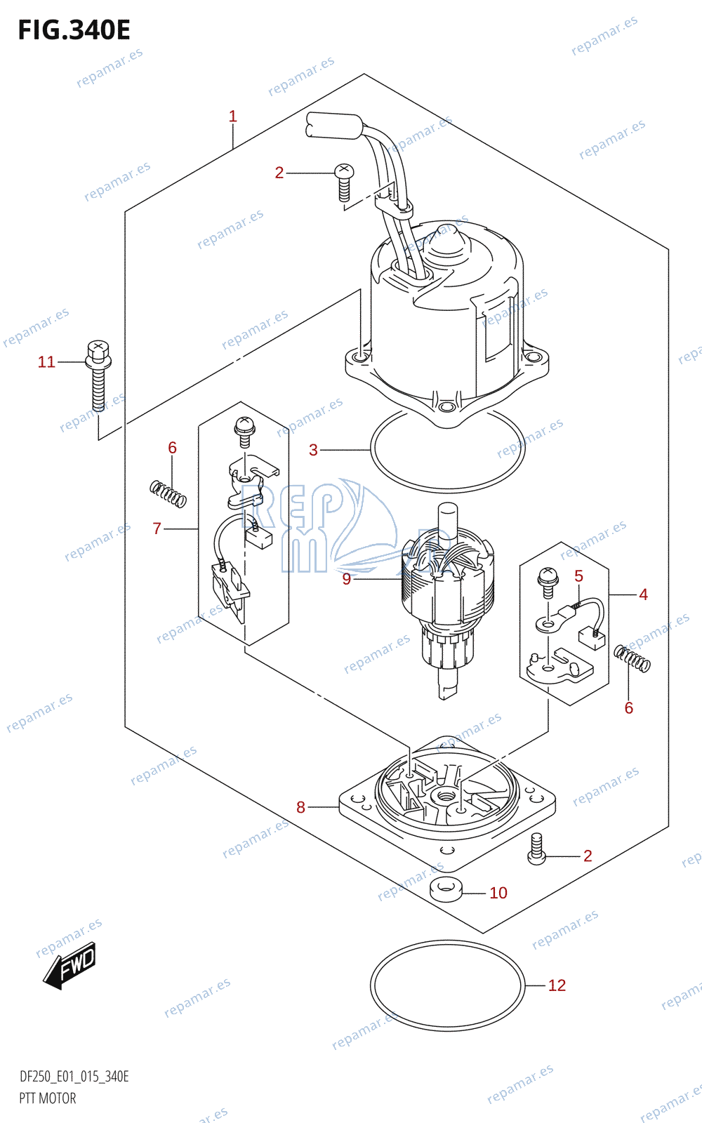 340E - PTT MOTOR (DF225T:E01:(X-TRANSOM,XX-TRANSOM))