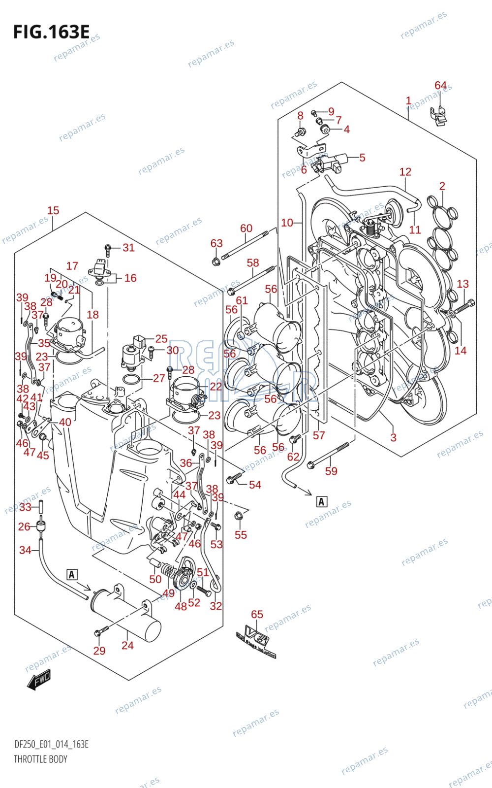 163E - THROTTLE BODY (DF225T:E01)