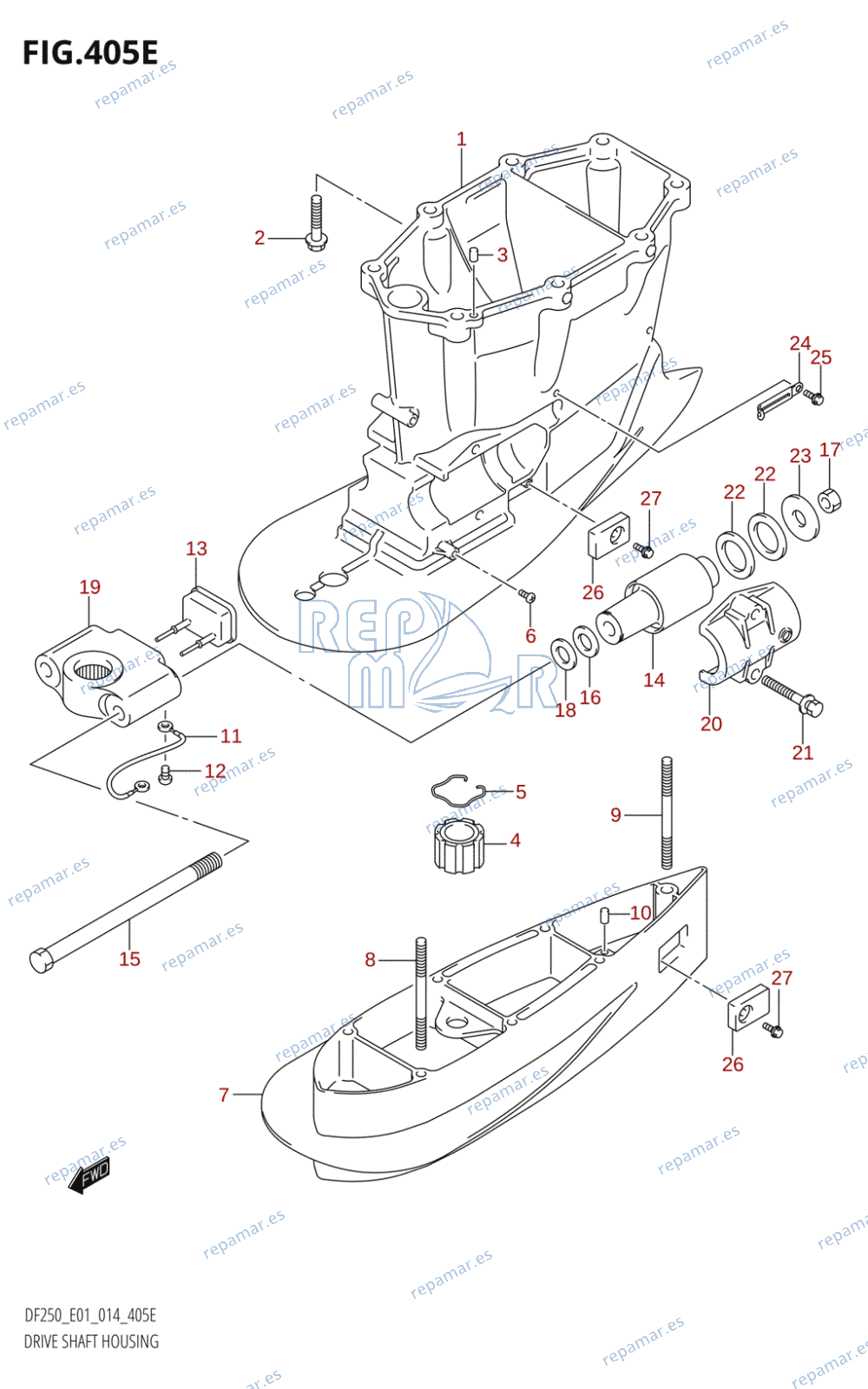 405E - DRIVE SHAFT HOUSING (DF225T:E01)