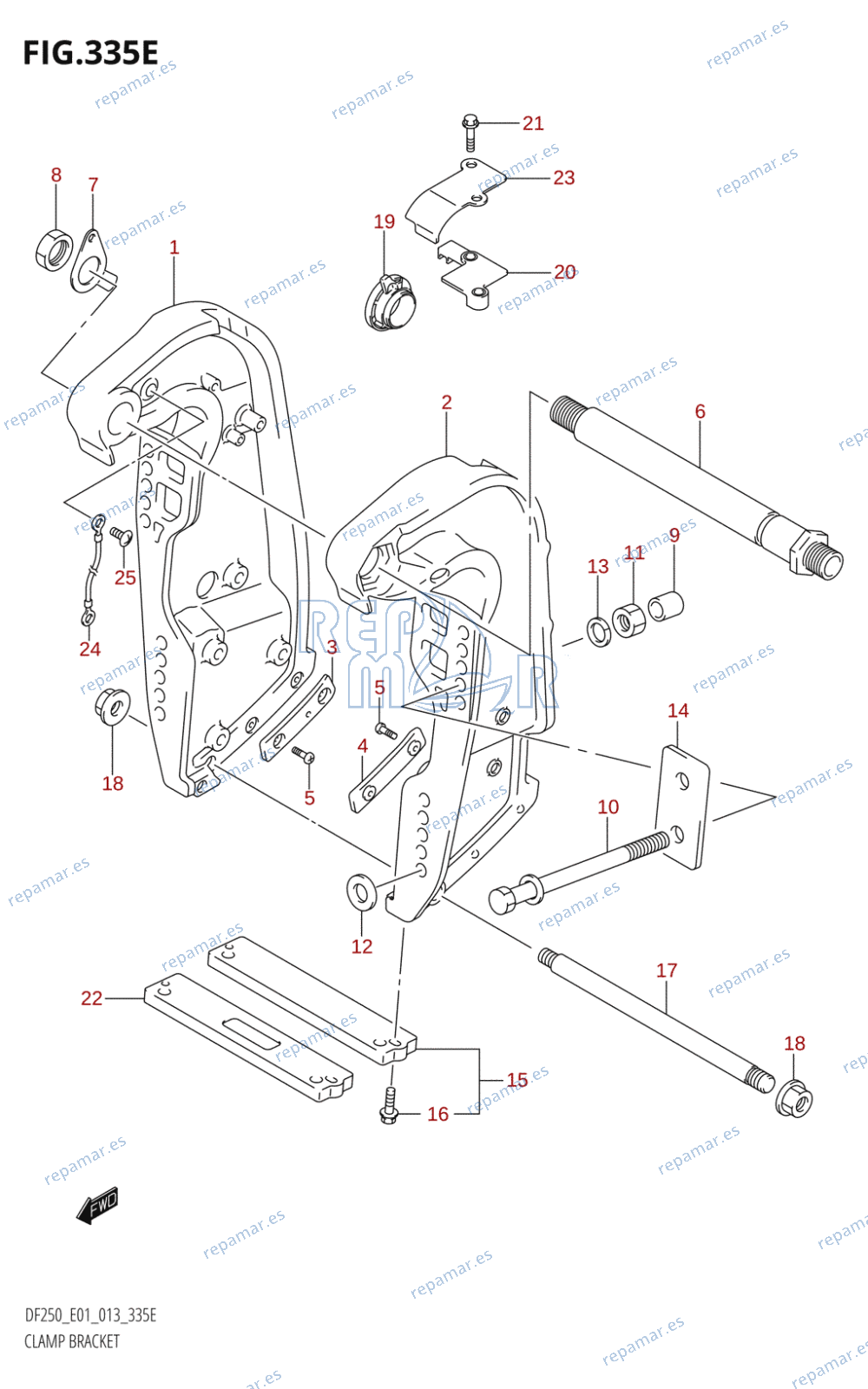 335E - CLAMP BRACKET (DF225T:E01:(X-TRANSOM,XX-TRANSOM))