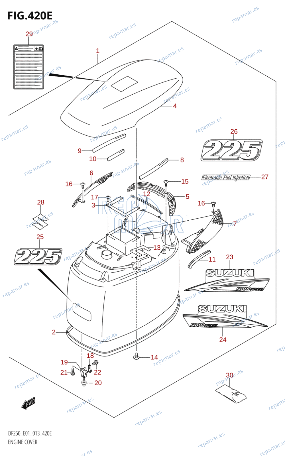 420E - ENGINE COVER (DF225T:E01)