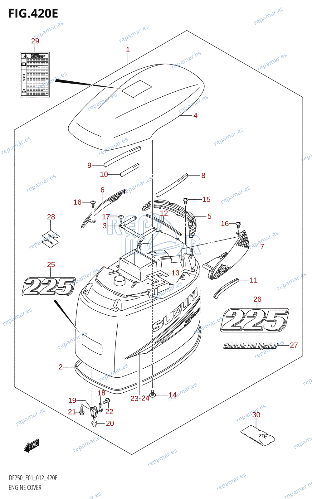 420E - ENGINE COVER (DF225T:E01)