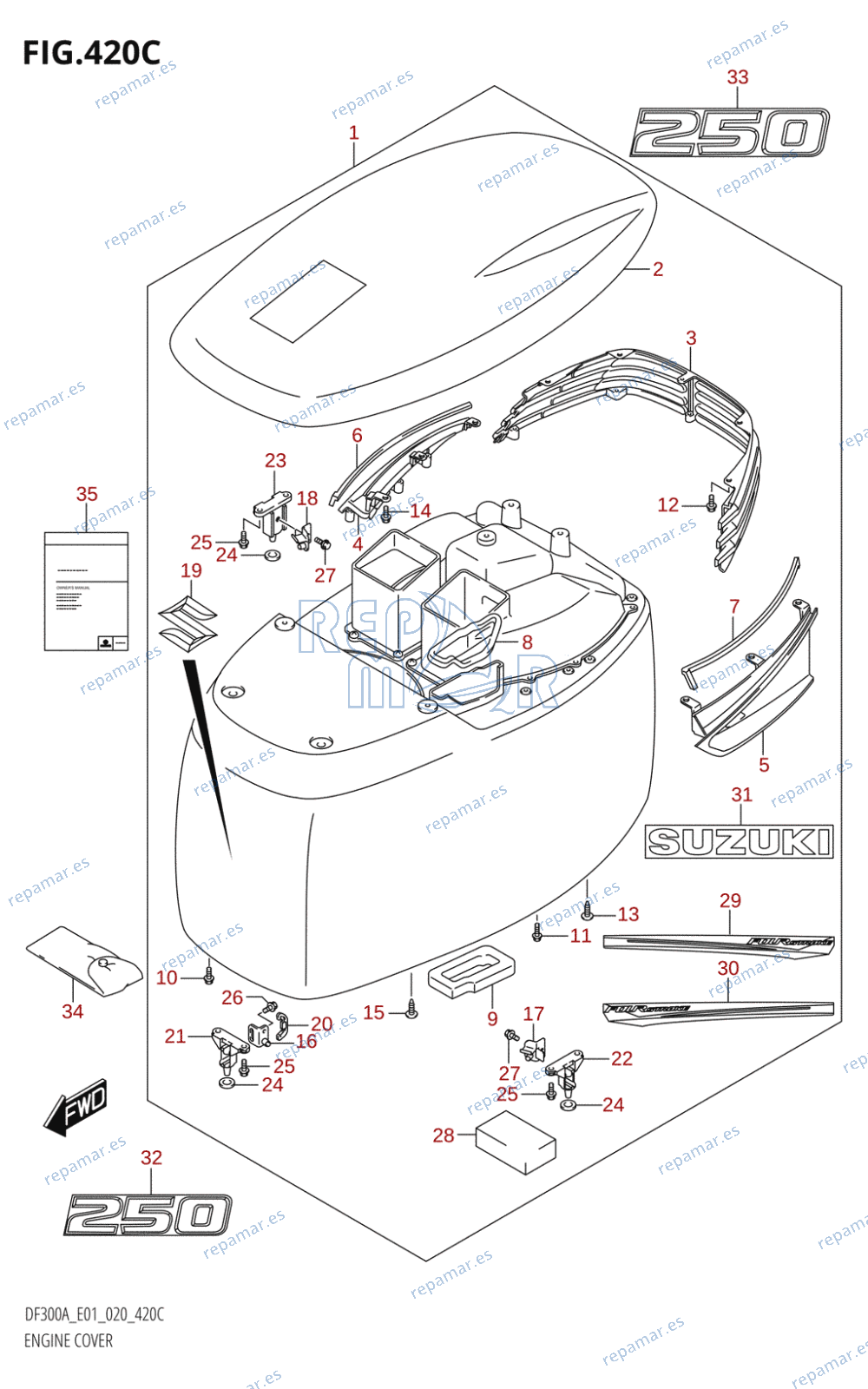 420C - ENGINE COVER (DF250A:E01)