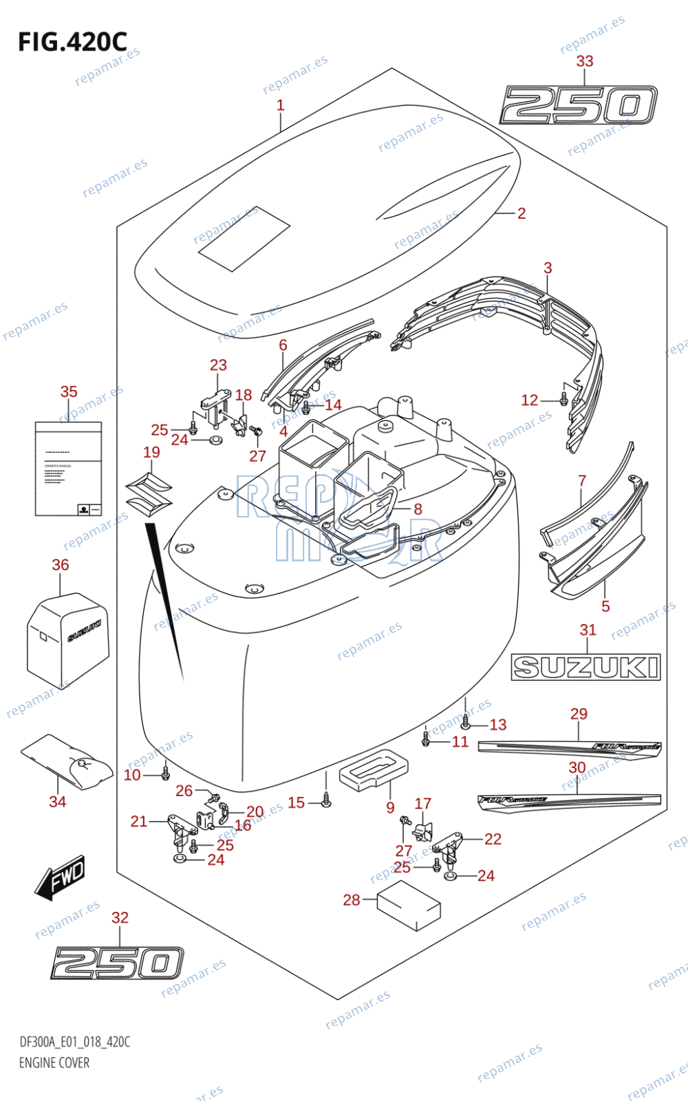 420C - ENGINE COVER (DF250A:E01)