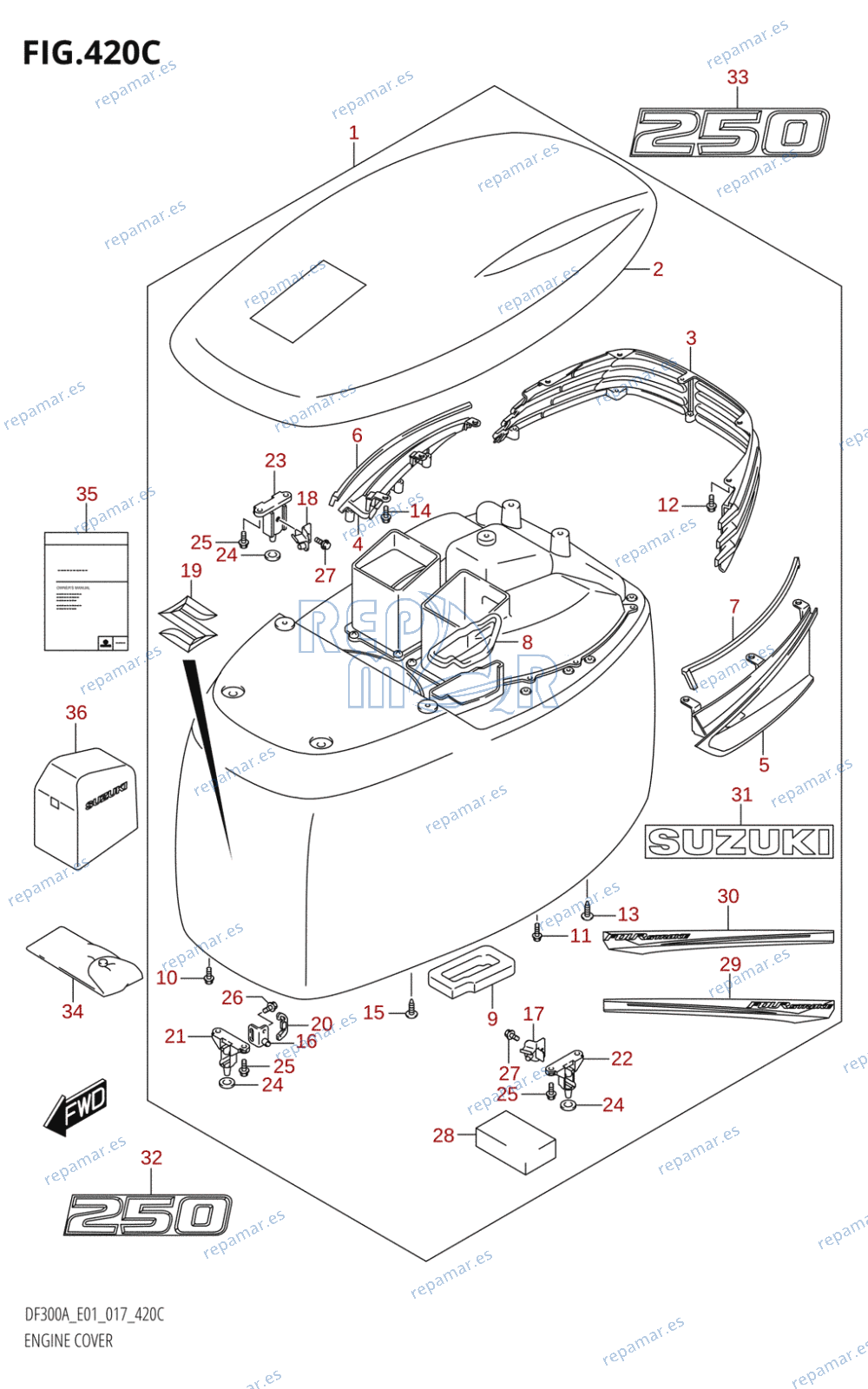 420C - ENGINE COVER (DF250A:E01)