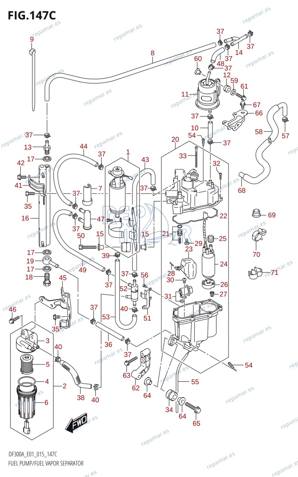 147C - FUEL PUMP /​ FUEL VAPOR SEPARATOR (DF250A:E01)