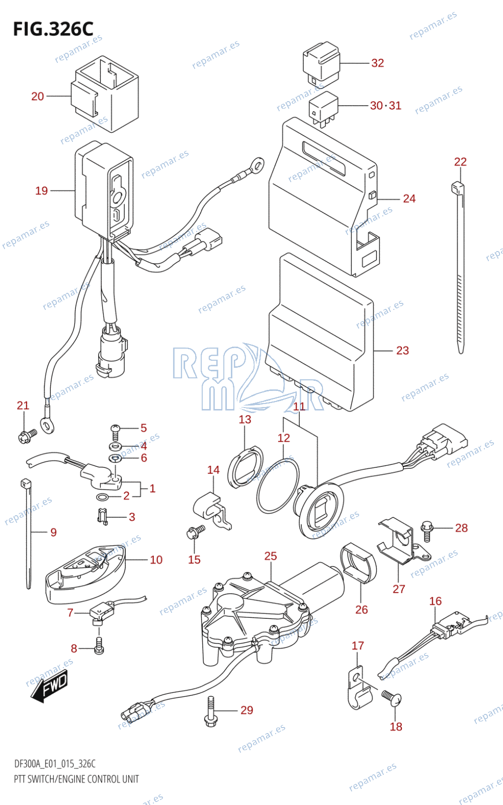 326C - PTT SWITCH /​ ENGINE CONTROL UNIT (DF250A:E01)