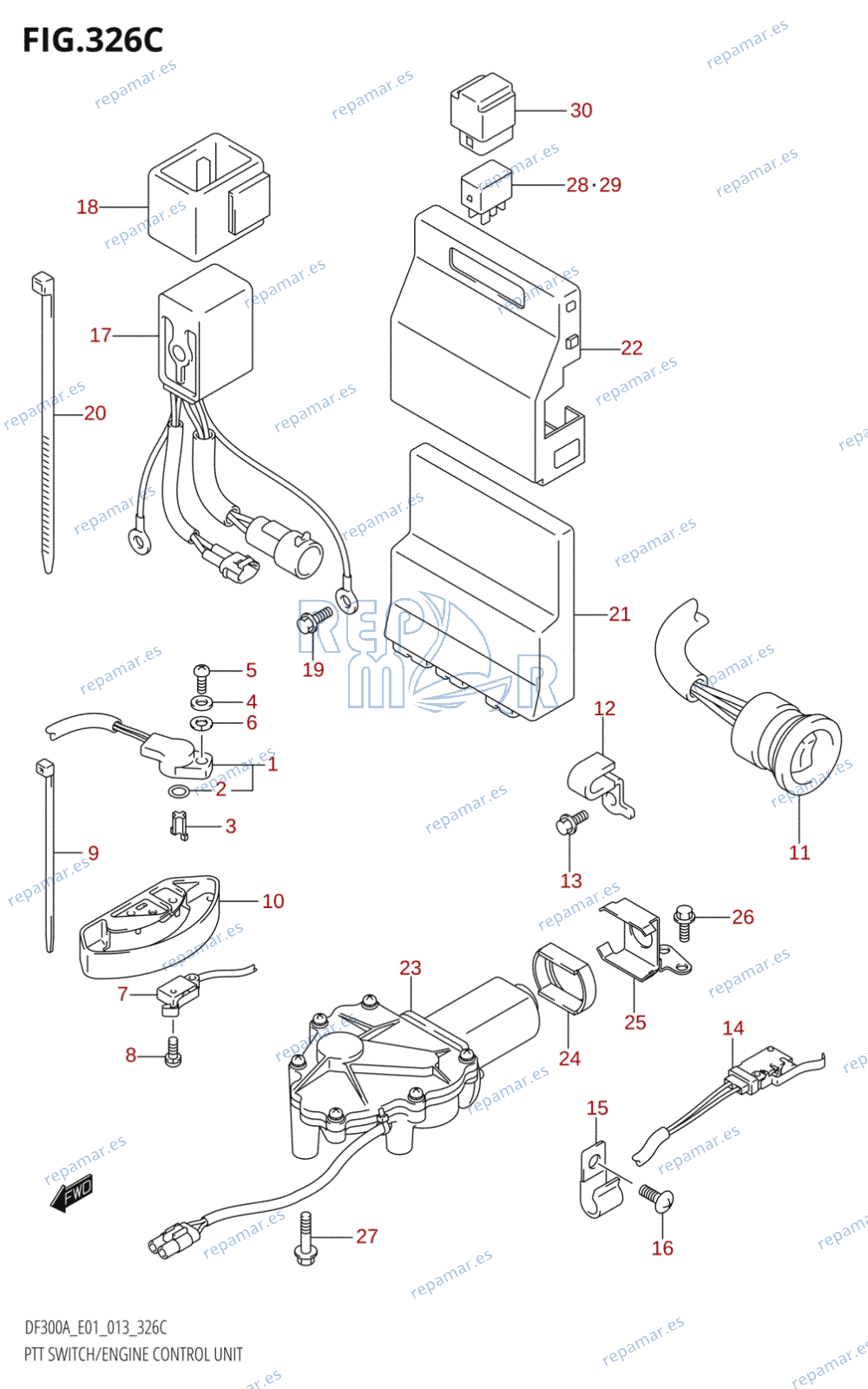 326C - PTT SWITCH /​ ENGINE CONTROL UNIT (DF250A:E01)