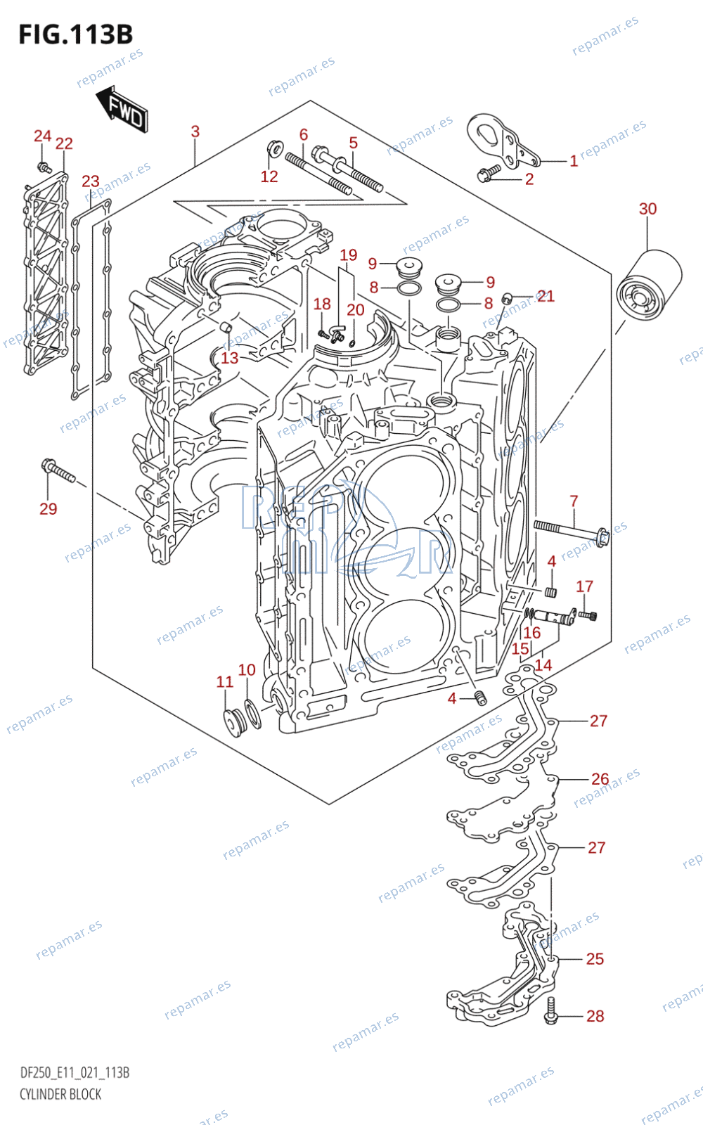 113B - CYLINDER BLOCK (DF250ST)