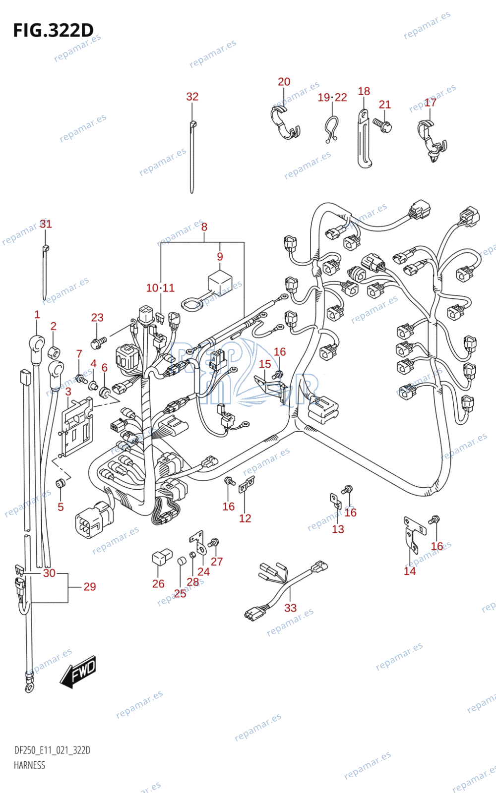 322D - HARNESS (DF250ST)