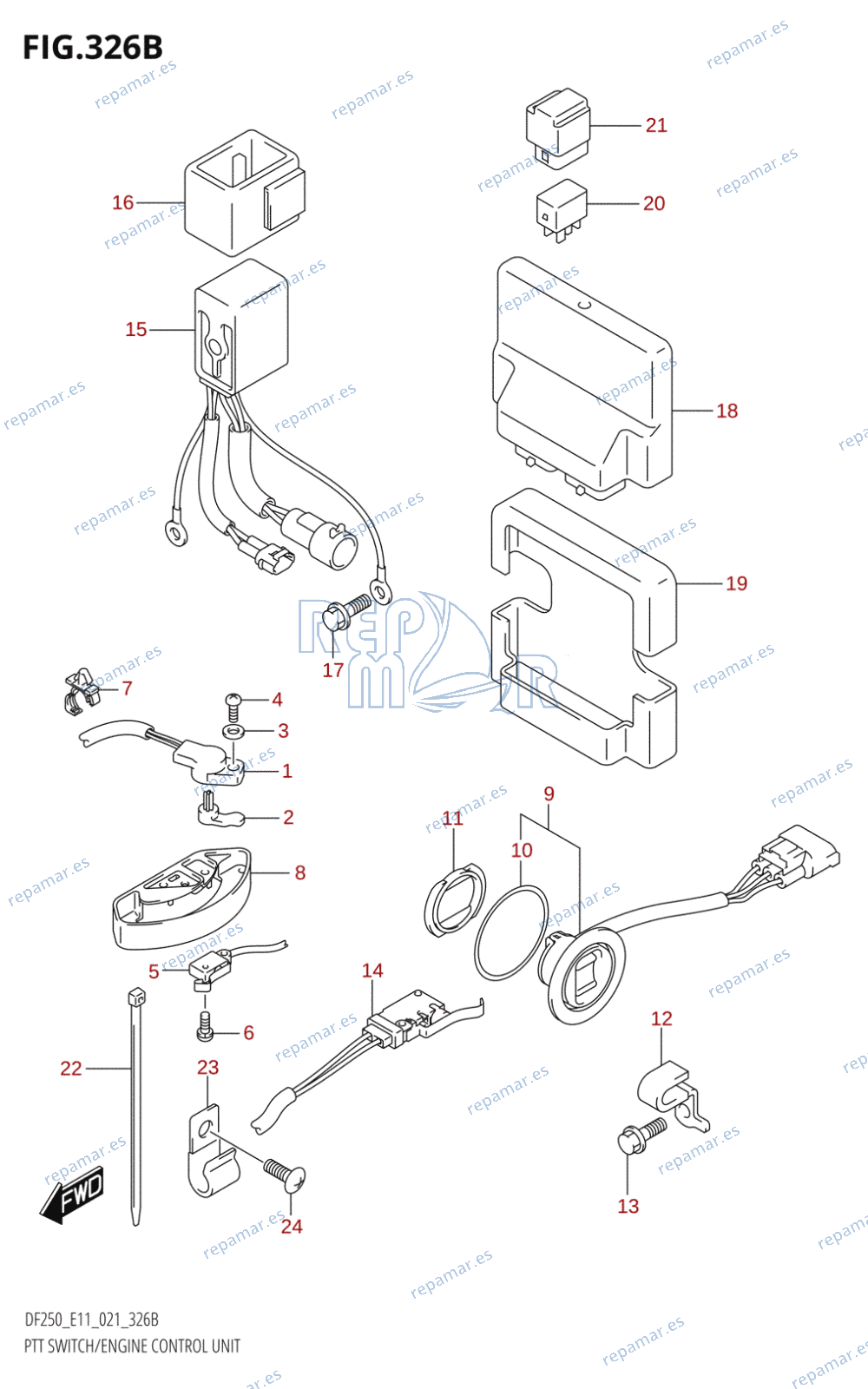 326B - PTT SWITCH /​ ENGINE CONTROL UNIT (DF250ST)