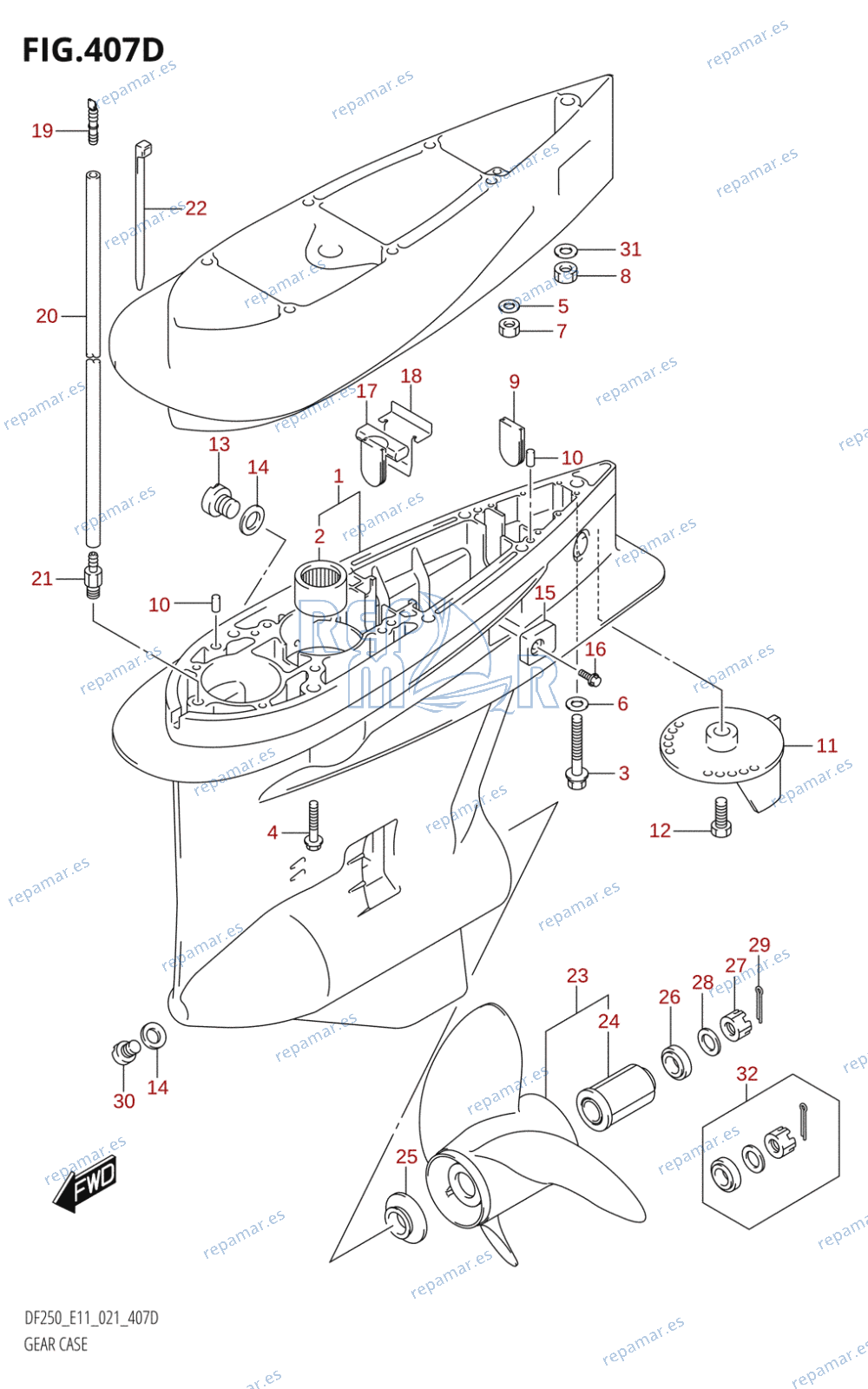 407D - GEAR CASE (DF250T)