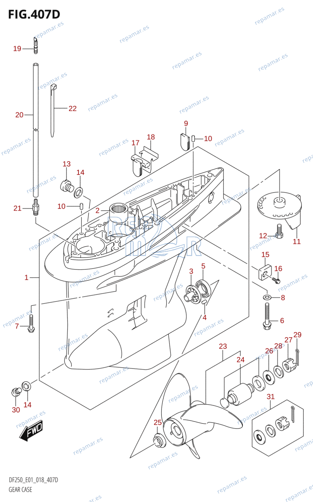 407D - GEAR CASE (DF200Z:E40)