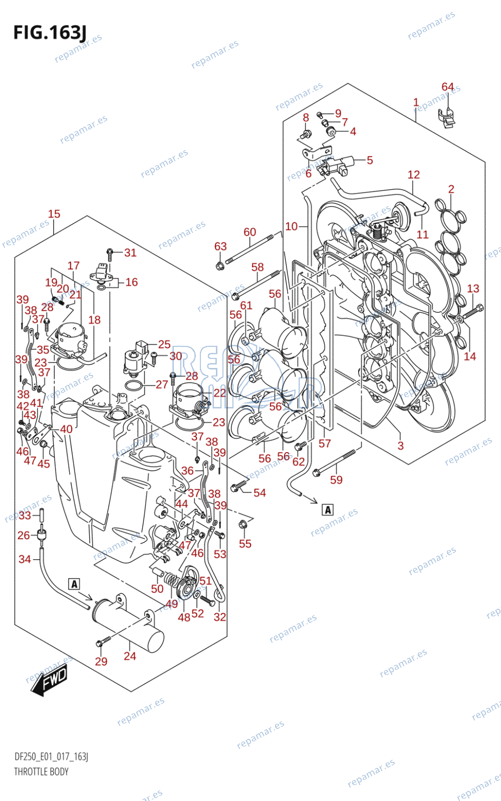 163J - THROTTLE BODY (DF250T:E01)